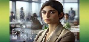 Imagem hiper-realista de um trabalhador profissional em escritório moderno e neutro, simbolizando responsabilidade pública e novos desafios relacionados a Acidente de Trabalho, com elementos sutis de documentos governamentais e ferramentas digitais.